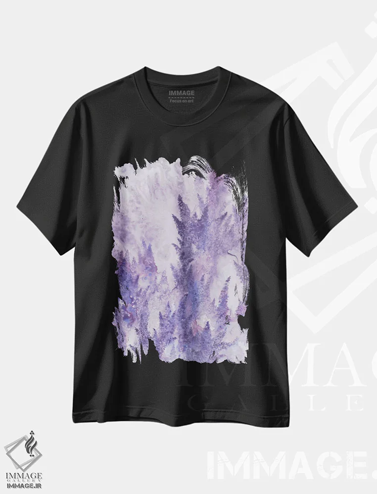 تیشرت مشکی طرح دار آبدار، آبستره اثر امیلی ماگون | immage.ir