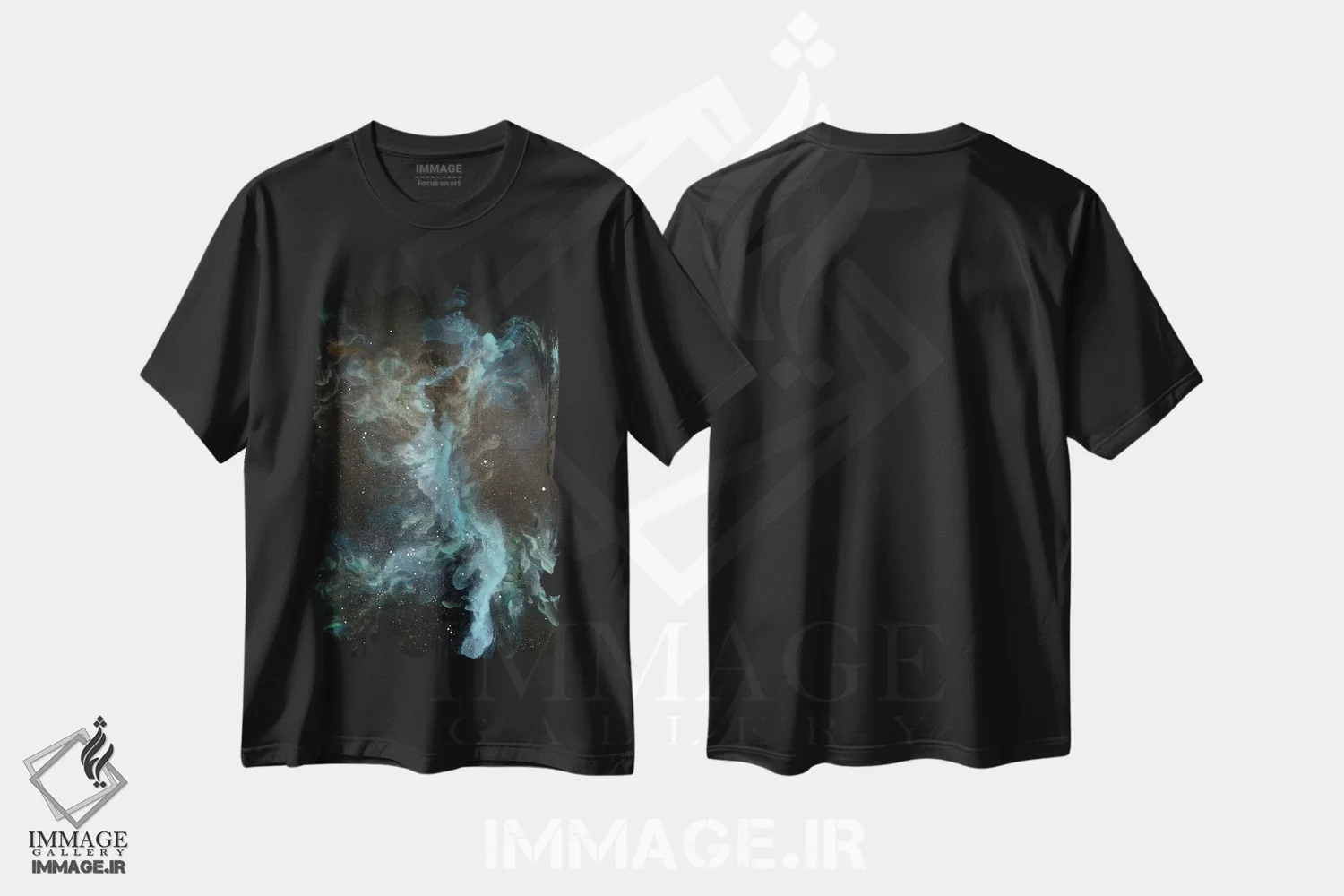 تیشرت مشکی طرح دار سحابی هفت، دکور معاصر اثر امیلی ماگون | immage.ir