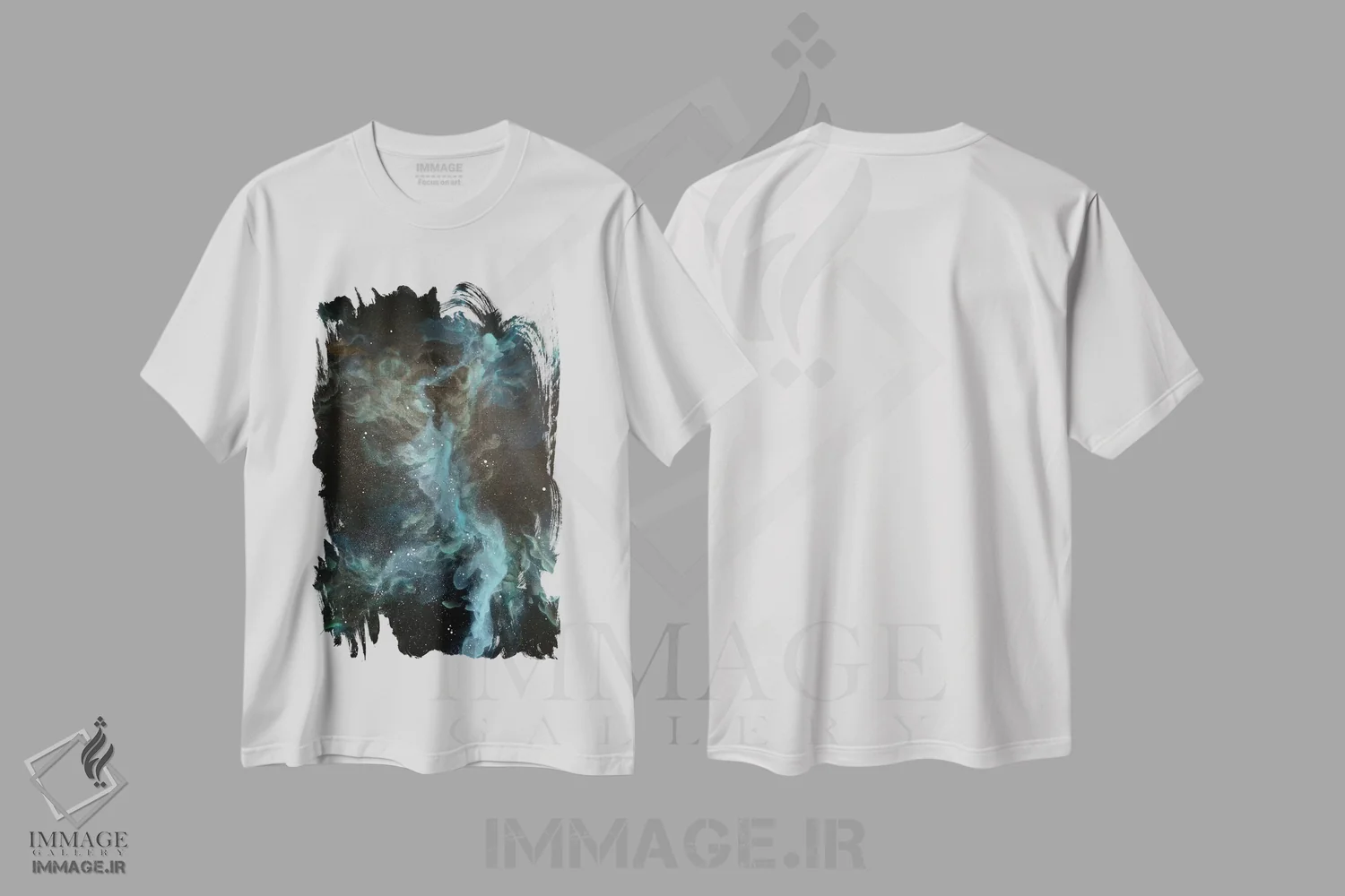 تیشرت سفید طرح دار سحابی هفت، دکور معاصر اثر امیلی ماگون | فروشگاه ایماژ
