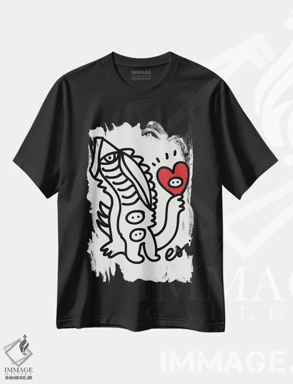 تیشرت مشکی طرح دار گسترش عشق و هنر گرافیتی، تزئینی اثر امانوئل سیگنورینو | فروشگاه ایماژ