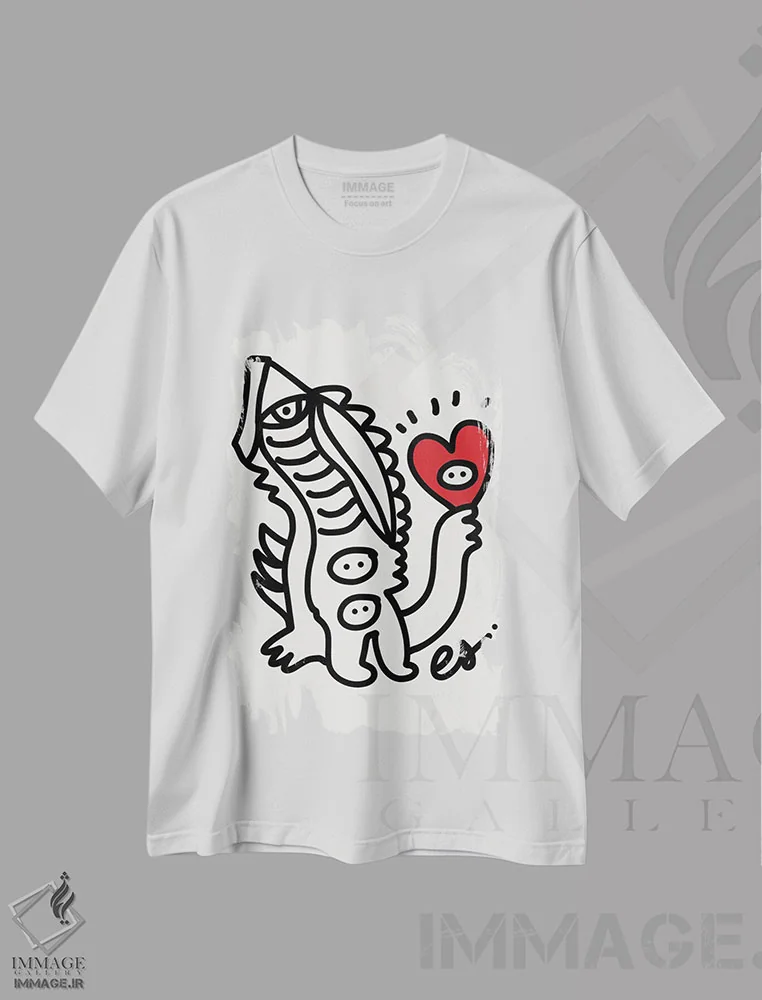 تیشرت سفید طرح دار گسترش عشق و هنر گرافیتی، تزئینی اثر امانوئل سیگنورینو | immage.ir