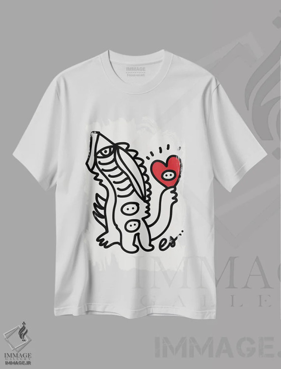تیشرت سفید طرح دار گسترش عشق و هنر گرافیتی، تزئینی اثر امانوئل سیگنورینو | immage.ir