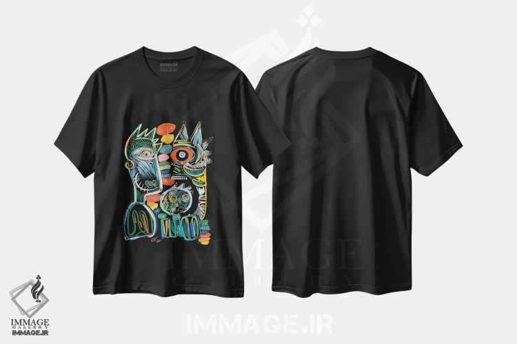 تیشرت مشکی طرح دار کمتر بیشتر است، عشق زیبای من، تزئینی اثر امانوئل سیگنورینو | immage.ir