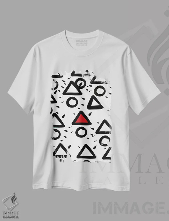 تیشرت سفید طرح دار مثلث قرمز منحصر به فرد است، هنر دیجیتال اثر امانوئل سیگنورینو | immage.ir