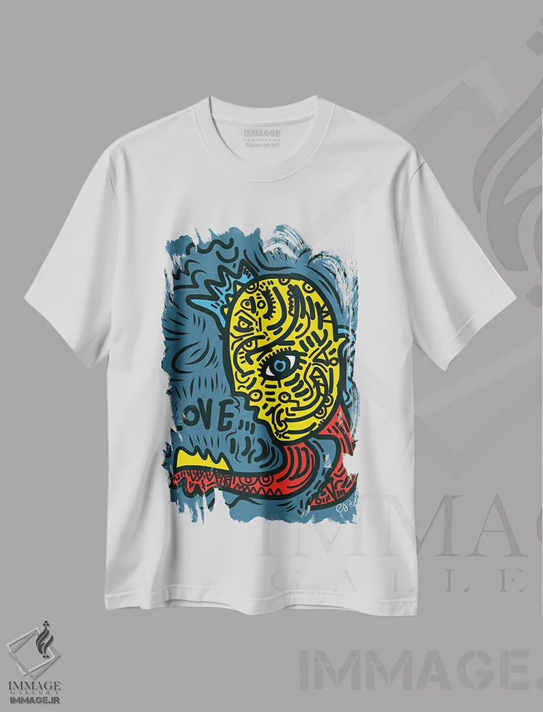 تیشرت سفید طرح دار گرافیتی عشق پانک، هنر دیجیتال اثر امانوئل سیگنورینو | immage.ir