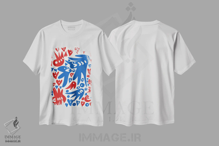 تیشرت سفید طرح دار رژه زندگی فرانسوی اثر امانوئل سیگنورینو | immage.ir