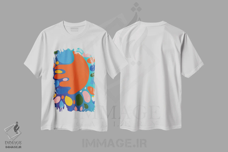 تیشرت سفید طرح دار شکل گرادیانی آبی و نارنجی عشق اثر امانوئل سیگنورینو | فروشگاه ایماژ