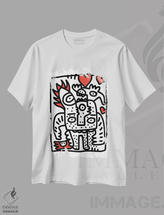تیشرت سفید طرح دار گسترش عشق و گرافیتی، هنر دیجیتال اثر امانوئل سیگنورینو | فروشگاه ایماژ