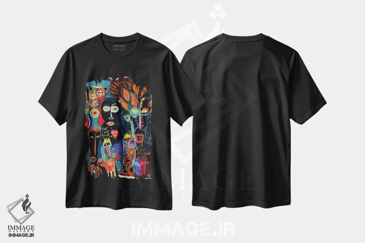 تیشرت مشکی طرح دار چقدر دلم برای قلب آرامت تنگ شده، دکور آفریقایی اثر امانوئل سیگنورینو | فروشگاه ایماژ