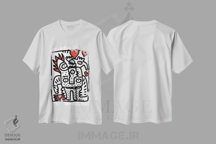 تیشرت سفید طرح دار گسترش عشق و گرافیتی، هنر دیجیتال اثر امانوئل سیگنورینو | فروشگاه ایماژ