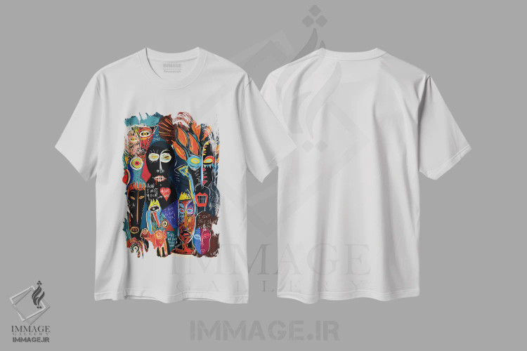 تیشرت سفید طرح دار چقدر دلم برای قلب آرامت تنگ شده، دکور آفریقایی اثر امانوئل سیگنورینو | immage.ir