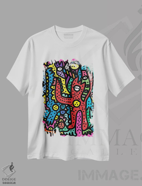 تیشرت سفید طرح دار مهمانی صورتی، هنر دیجیتال اثر امانوئل سیگنورینو | immage.ir