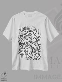 تیشرت سفید طرح دار دایناسور گرافیتی خفن، هنر دیجیتال اثر امانوئل سیگنورینو | فروشگاه ایماژ