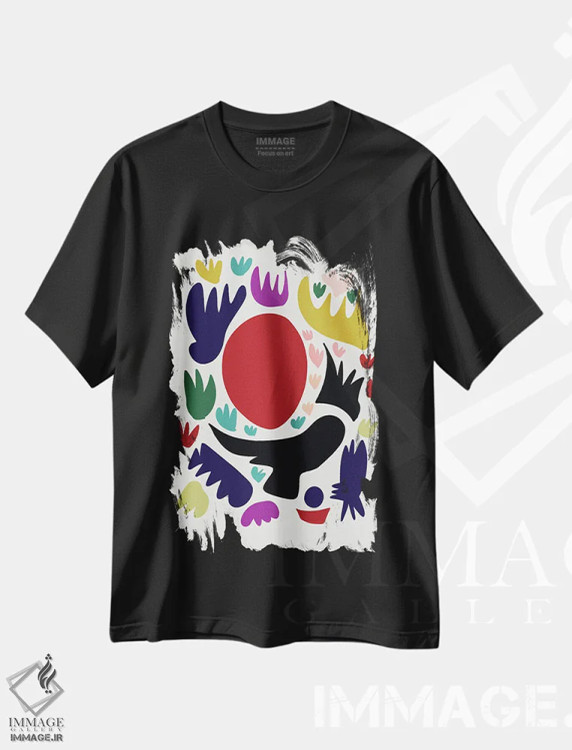 تیشرت مشکی طرح دار شاه پرندگان اینجاست اثر امانوئل سیگنورینو | فروشگاه ایماژ