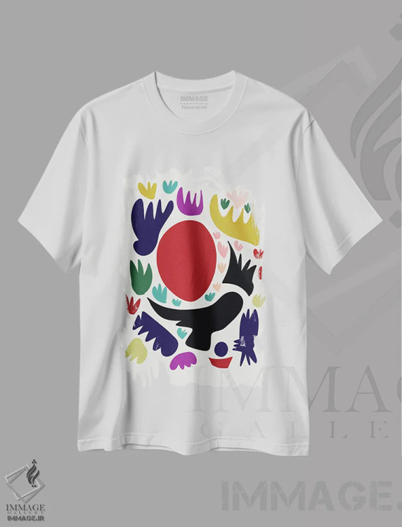 تیشرت سفید طرح دار شاه پرندگان اینجاست اثر امانوئل سیگنورینو | immage.ir