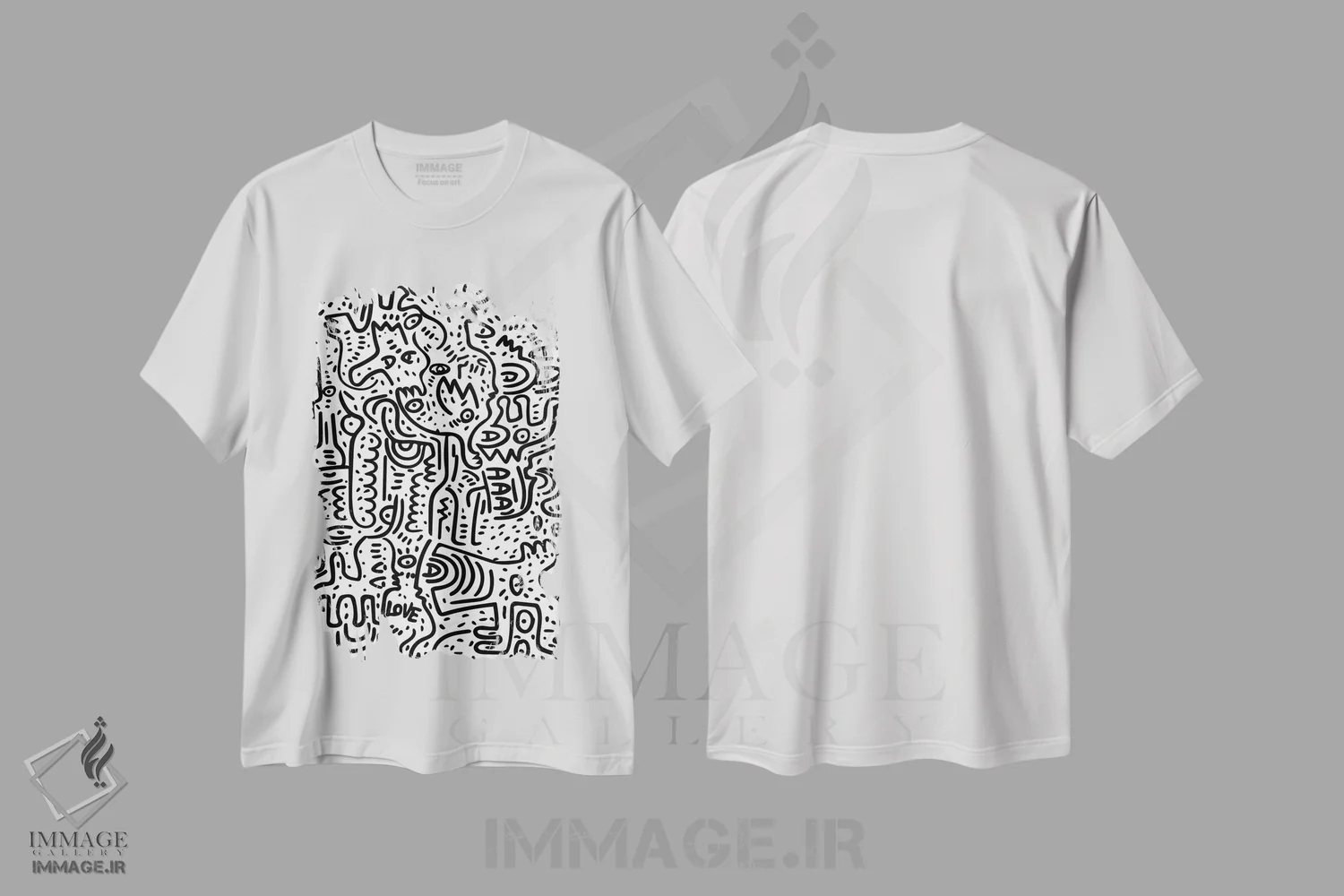 تیشرت سفید طرح دار جیغ، هنر دیجیتال سیاه و سفید اثر امانوئل سیگنورینو | فروشگاه ایماژ