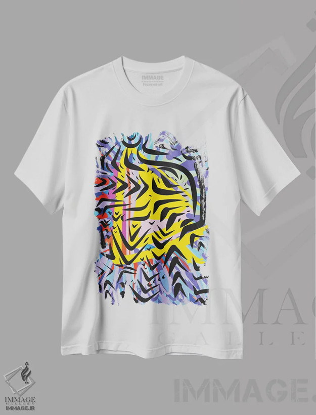 تیشرت سفید طرح دار انرژی زندگی آفریقایی، آبستره اثر امانوئل سیگنورینو | فروشگاه ایماژ