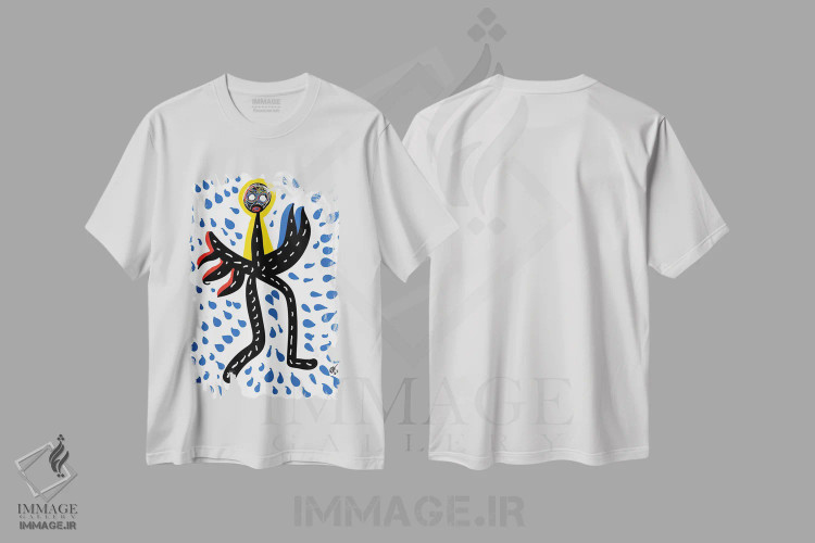 تیشرت سفید طرح دار رقص باران، دکور آفریقایی اثر امانوئل سیگنورینو | immage.ir