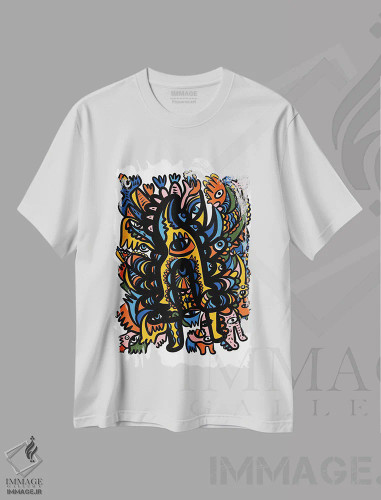 تیشرت سفید طرح دار هنر گرافیتی اسرارآمیز پیشاکلمبیایی اثر امانوئل سیگنورینو | فروشگاه ایماژ