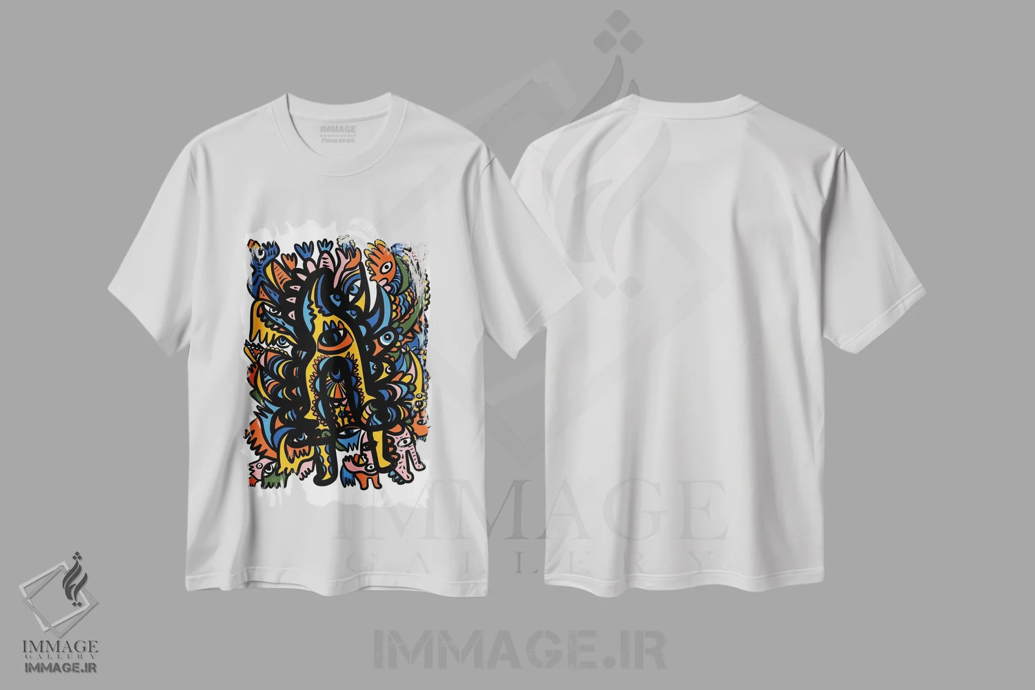 تیشرت سفید طرح دار هنر گرافیتی اسرارآمیز پیشاکلمبیایی اثر امانوئل سیگنورینو | فروشگاه ایماژ
