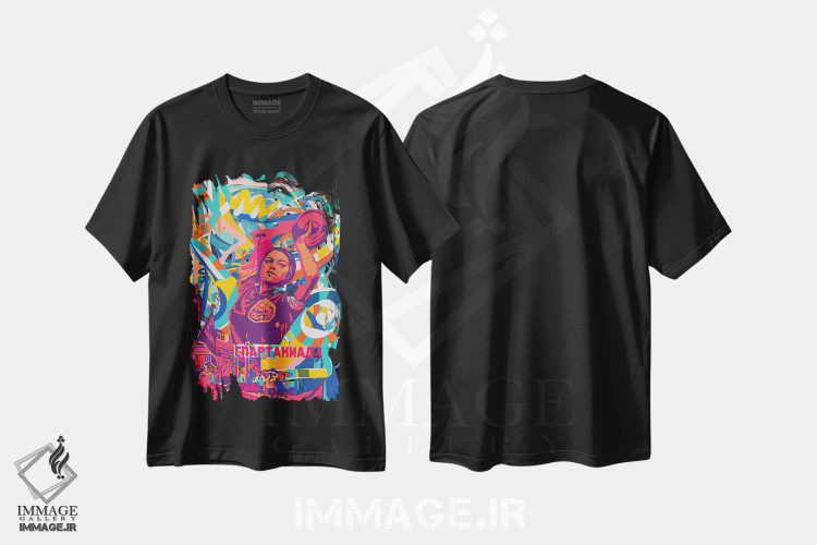 تیشرت مشکی طرح دار پاپ آرت ورزشی وینتیج شوروی، هنر فاخر معاصر اثر امانوئل سیگنورینو | فروشگاه ایماژ