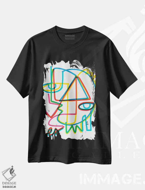 تیشرت مشکی طرح دار خطوط گرافیتی انرژی مثبت، تزئینی اثر امانوئل سیگنورینو | immage.ir