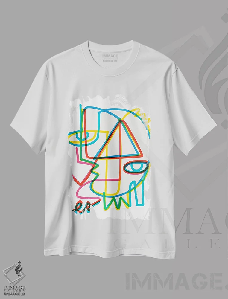 تیشرت سفید طرح دار خطوط گرافیتی انرژی مثبت، تزئینی اثر امانوئل سیگنورینو | فروشگاه ایماژ