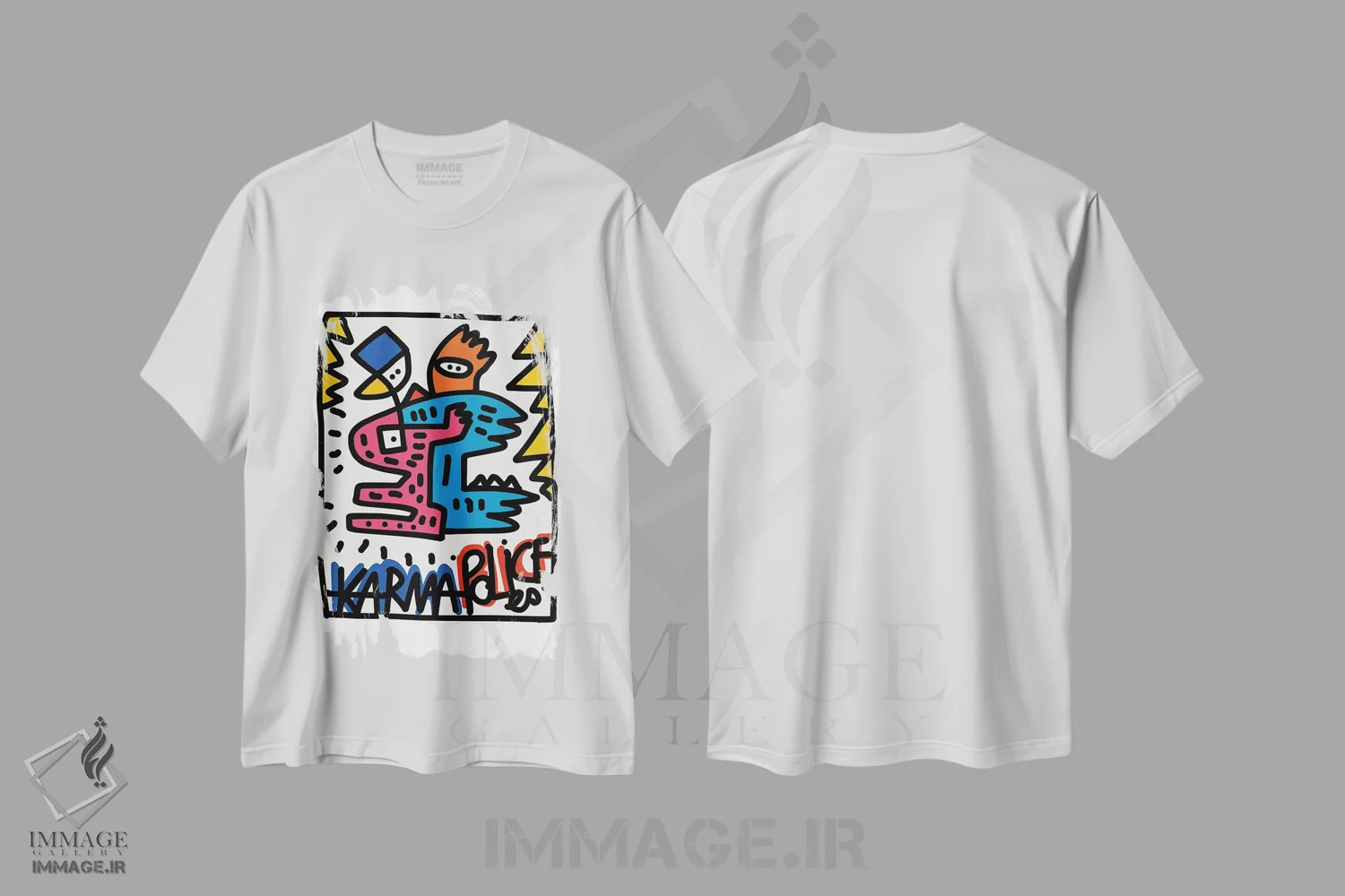 تیشرت سفید طرح دار گرافیتی پلیس کارما اثر امانوئل سیگنورینو | immage.ir