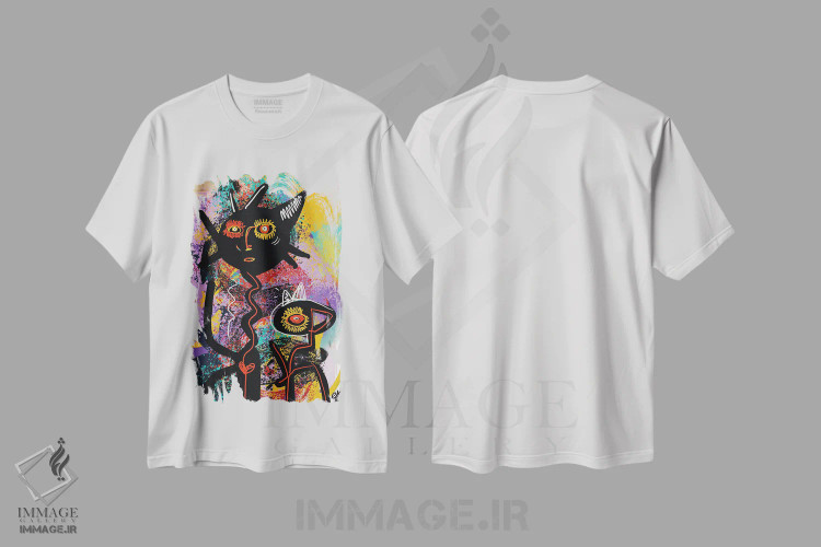 تیشرت سفید طرح دار ارواح آفریقایی، دکور آفریقایی اثر امانوئل سیگنورینو | فروشگاه ایماژ