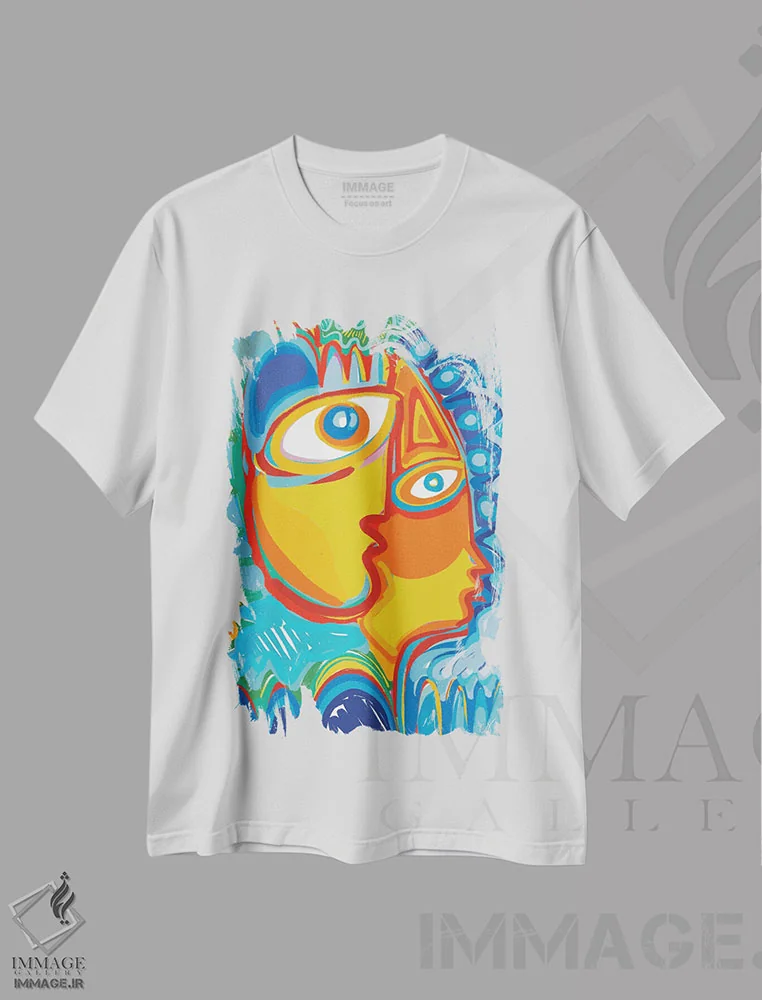 تیشرت سفید طرح دار رویای آبی، هنر فاخر معاصر اثر امانوئل سیگنورینو | فروشگاه ایماژ