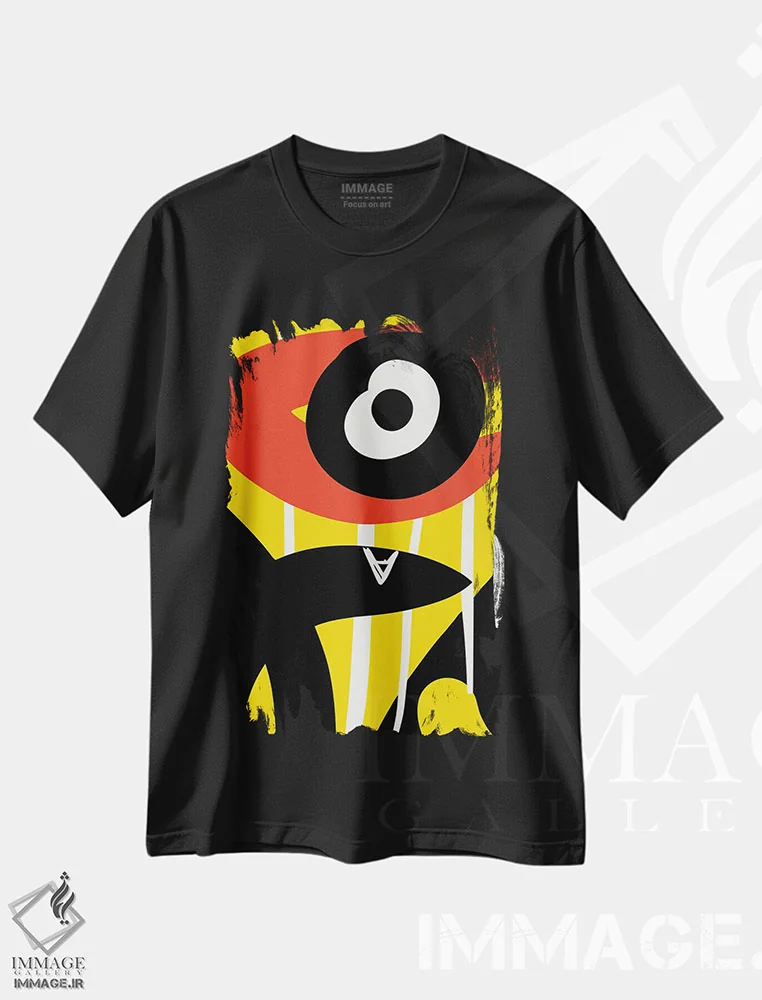تیشرت مشکی طرح دار نماد قرمز چشم سیاه، آبستره اثر امانوئل سیگنورینو | immage.ir