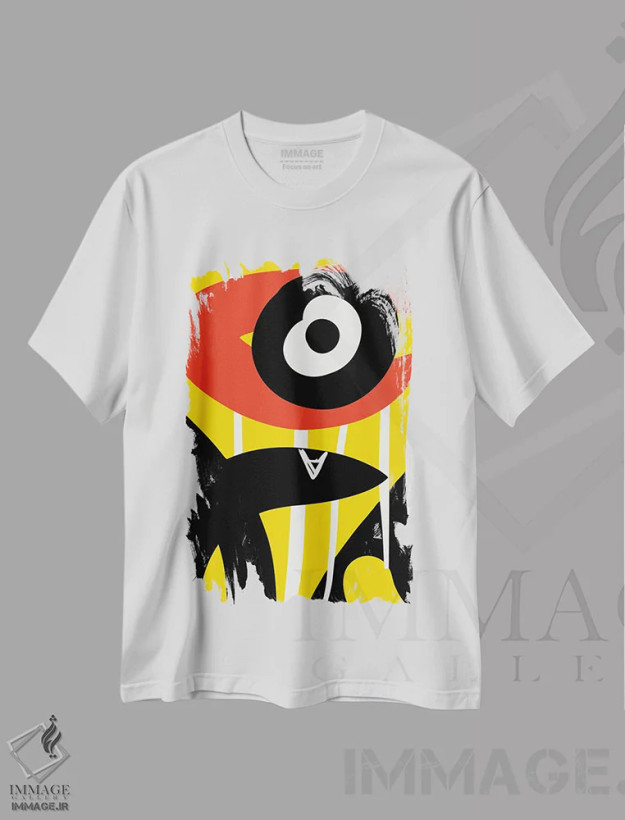 تیشرت سفید طرح دار نماد قرمز چشم سیاه، آبستره اثر امانوئل سیگنورینو | فروشگاه ایماژ