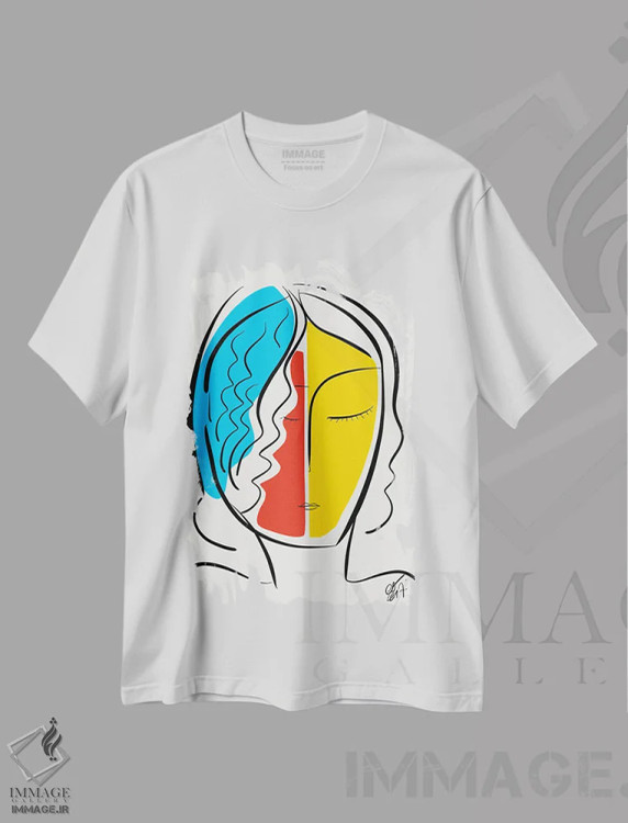 تیشرت سفید طرح دار پرترهٔ مینیمال و گرافیکی فرانسوی، تزئینی اثر امانوئل سیگنورینو | فروشگاه ایماژ