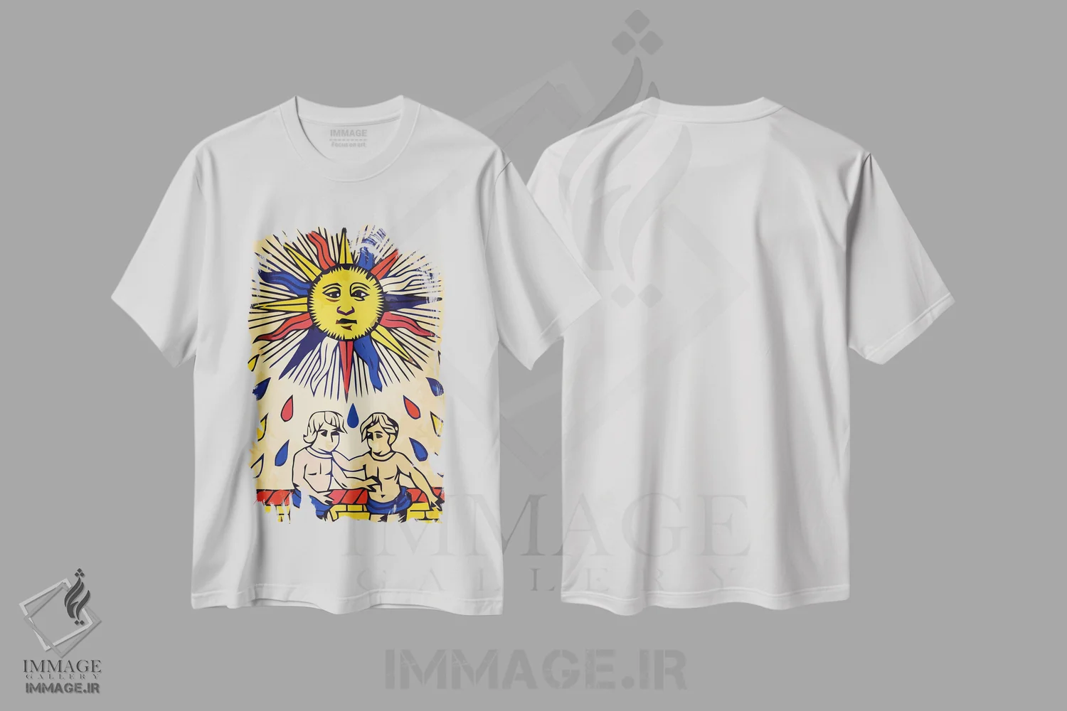 تیشرت سفید طرح دار خورشید، هنر دیجیتال اثر امانوئل سیگنورینو | فروشگاه ایماژ