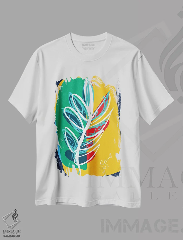 تیشرت سفید طرح دار نخل، تزئینی اثر امانوئل سیگنورینو | فروشگاه ایماژ