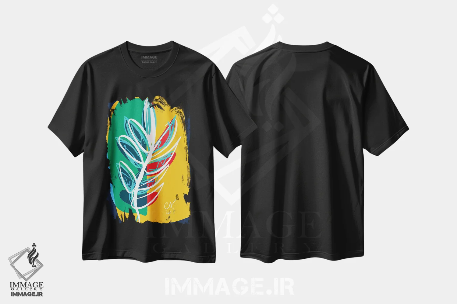 تیشرت مشکی طرح دار نخل، تزئینی اثر امانوئل سیگنورینو | immage.ir