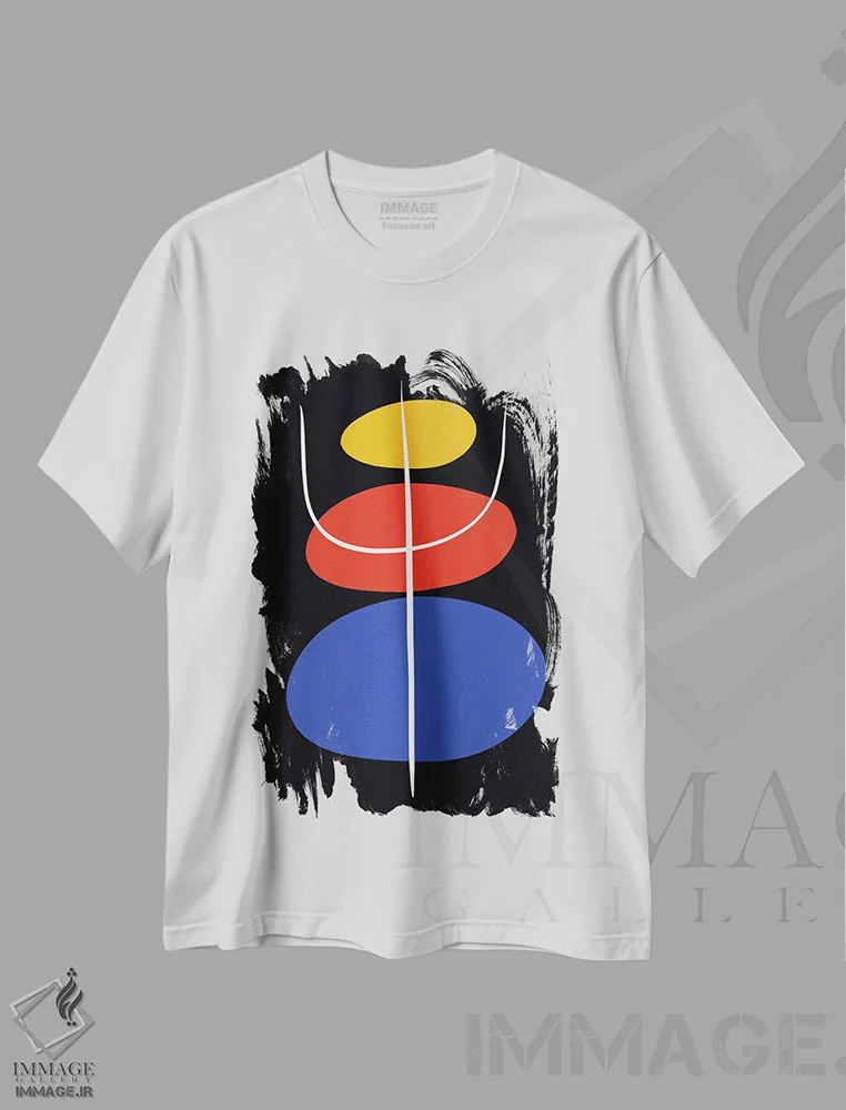 تیشرت سفید طرح دار سنگ های ذن سیاه، آبستره اثر امانوئل سیگنورینو | immage.ir