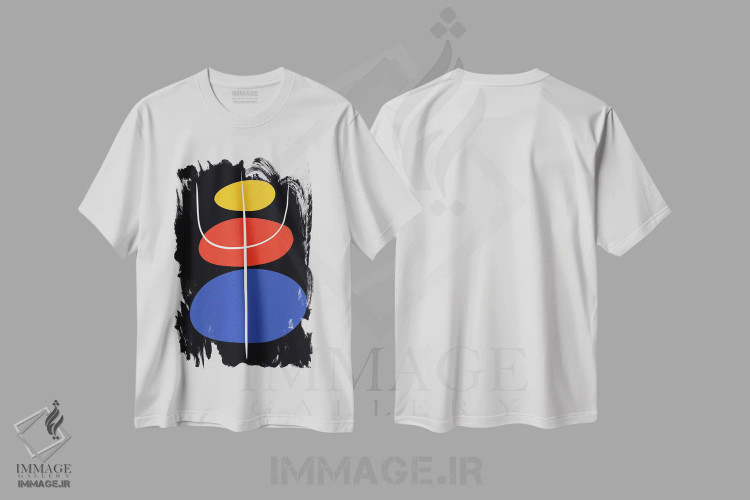 تیشرت سفید طرح دار سنگ های ذن سیاه، آبستره اثر امانوئل سیگنورینو | immage.ir
