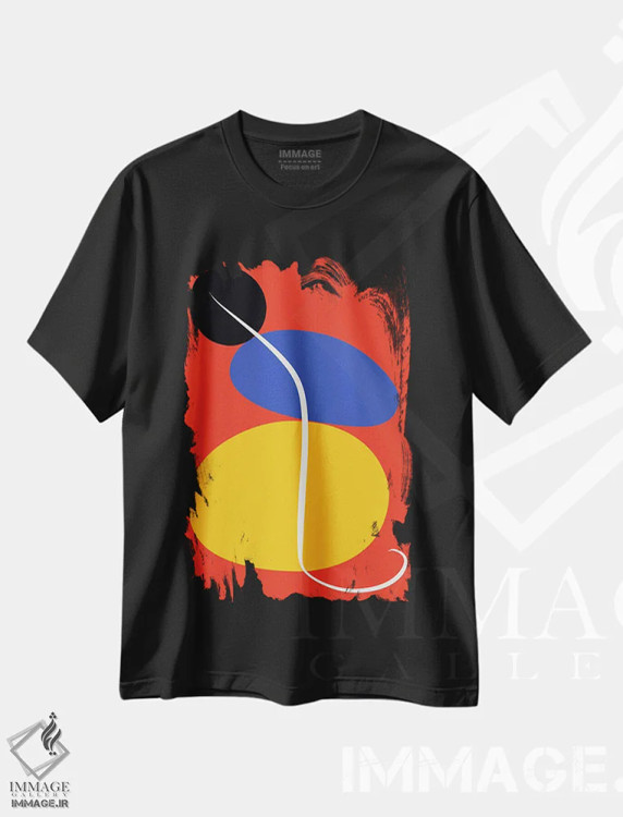 تیشرت مشکی طرح دار سنگ های ذن قرمز، آبستره اثر امانوئل سیگنورینو | فروشگاه ایماژ