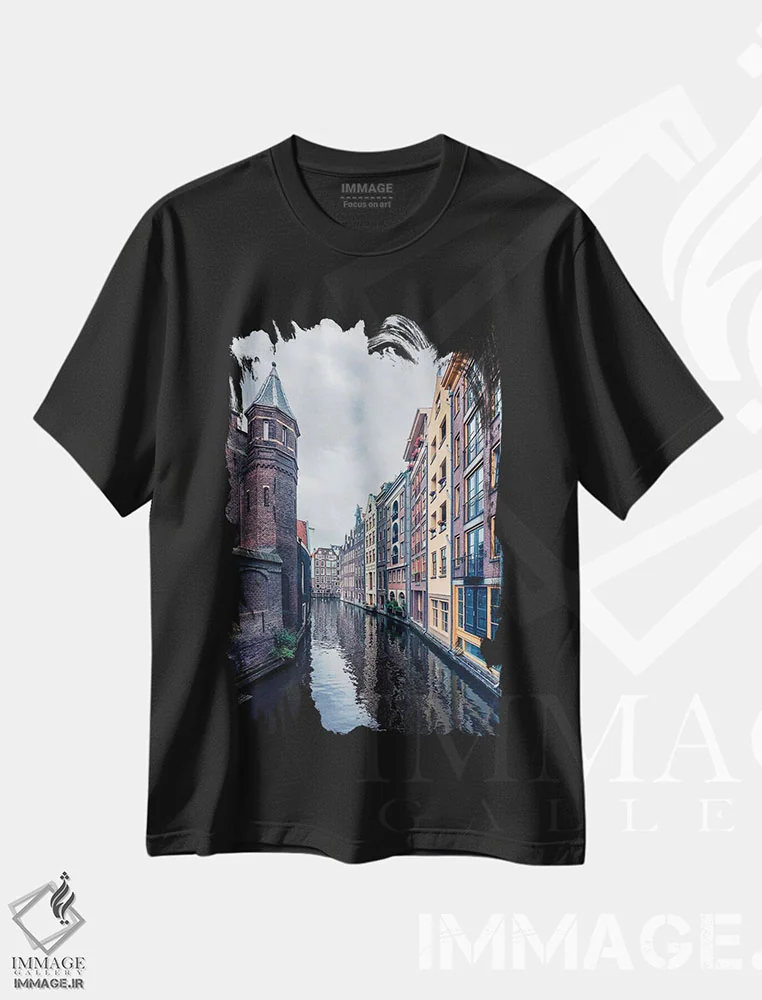 تیشرت مشکی طرح دار کانال در آمستردام، مدیوم اثر مانجیک پیکچرز | immage.ir
