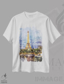 تیشرت سفید طرح دار چراغ های پاریس، مدیوم اثر مانجیک پیکچرز | فروشگاه ایماژ