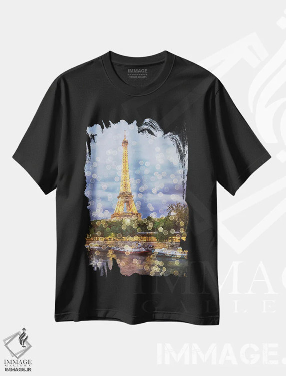 تیشرت مشکی طرح دار چراغ های پاریس، مدیوم اثر مانجیک پیکچرز | immage.ir