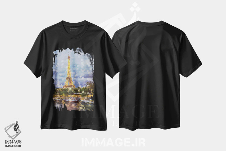 تیشرت مشکی طرح دار چراغ های پاریس، مدیوم اثر مانجیک پیکچرز | immage.ir