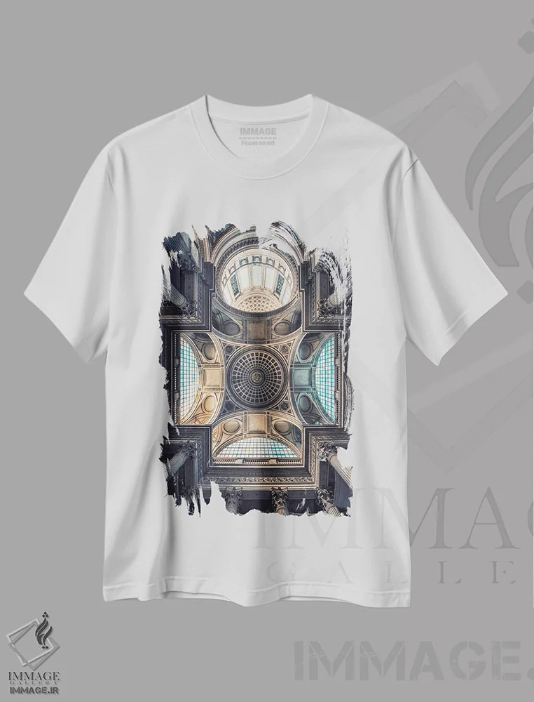 تیشرت سفید طرح دار سقف پانتئون، مدیوم اثر مانجیک پیکچرز | فروشگاه ایماژ