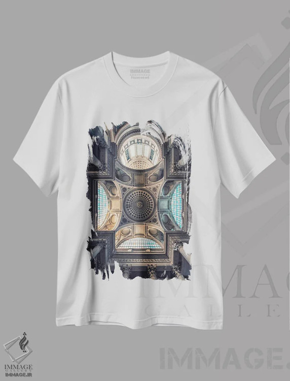 تیشرت سفید طرح دار سقف پانتئون، مدیوم اثر مانجیک پیکچرز | فروشگاه ایماژ
