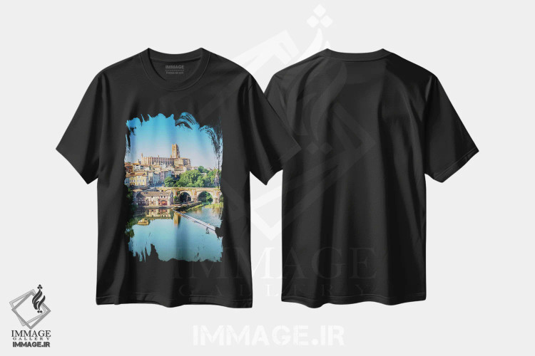 تیشرت مشکی طرح دار شهر آلبی، مدیوم اثر مانجیک پیکچرز | immage.ir