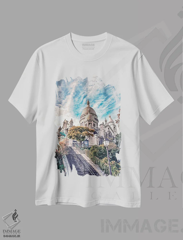 تیشرت سفید طرح دار کلیسای سکره کُر در مونمارتر، مدیوم اثر مانجیک پیکچرز | فروشگاه ایماژ