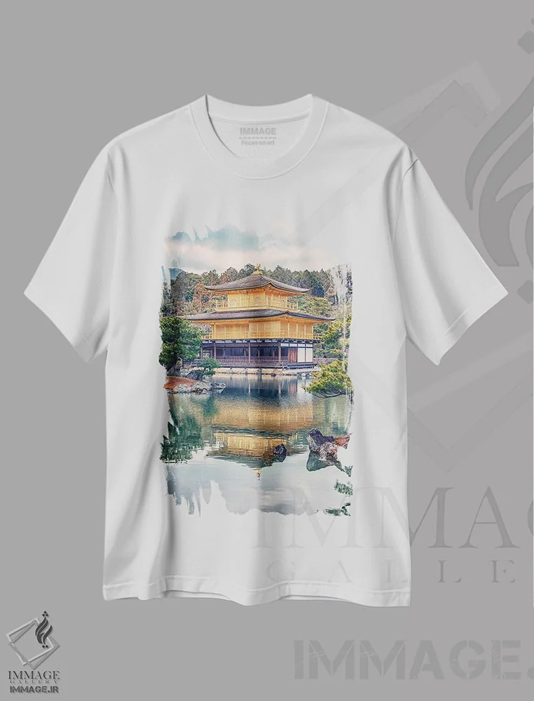 تیشرت سفید طرح دار معبد کینکاکوجی، مدیوم اثر مانجیک پیکچرز | immage.ir