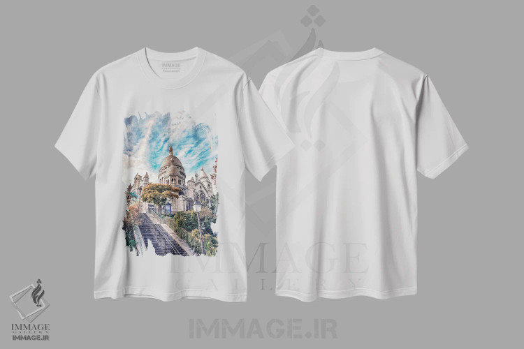 تیشرت سفید طرح دار کلیسای سکره کُر در مونمارتر، مدیوم اثر مانجیک پیکچرز | فروشگاه ایماژ