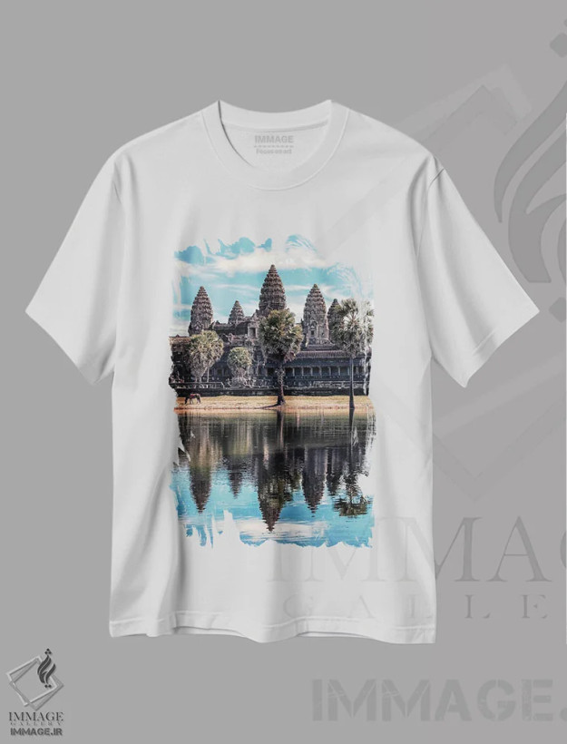 تیشرت سفید طرح دار انعکاس انگکور، مدیوم اثر مانجیک پیکچرز | فروشگاه ایماژ